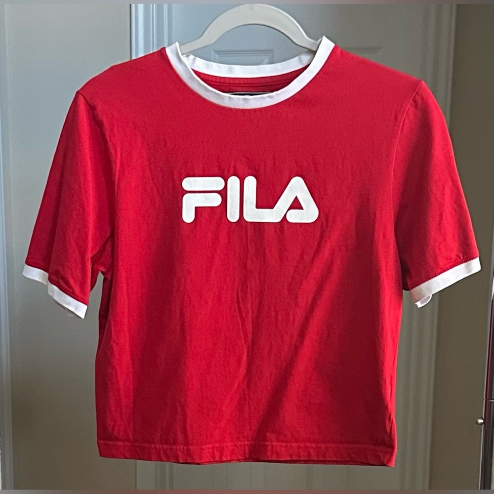 Fila Red Short Sleeve Crop Top